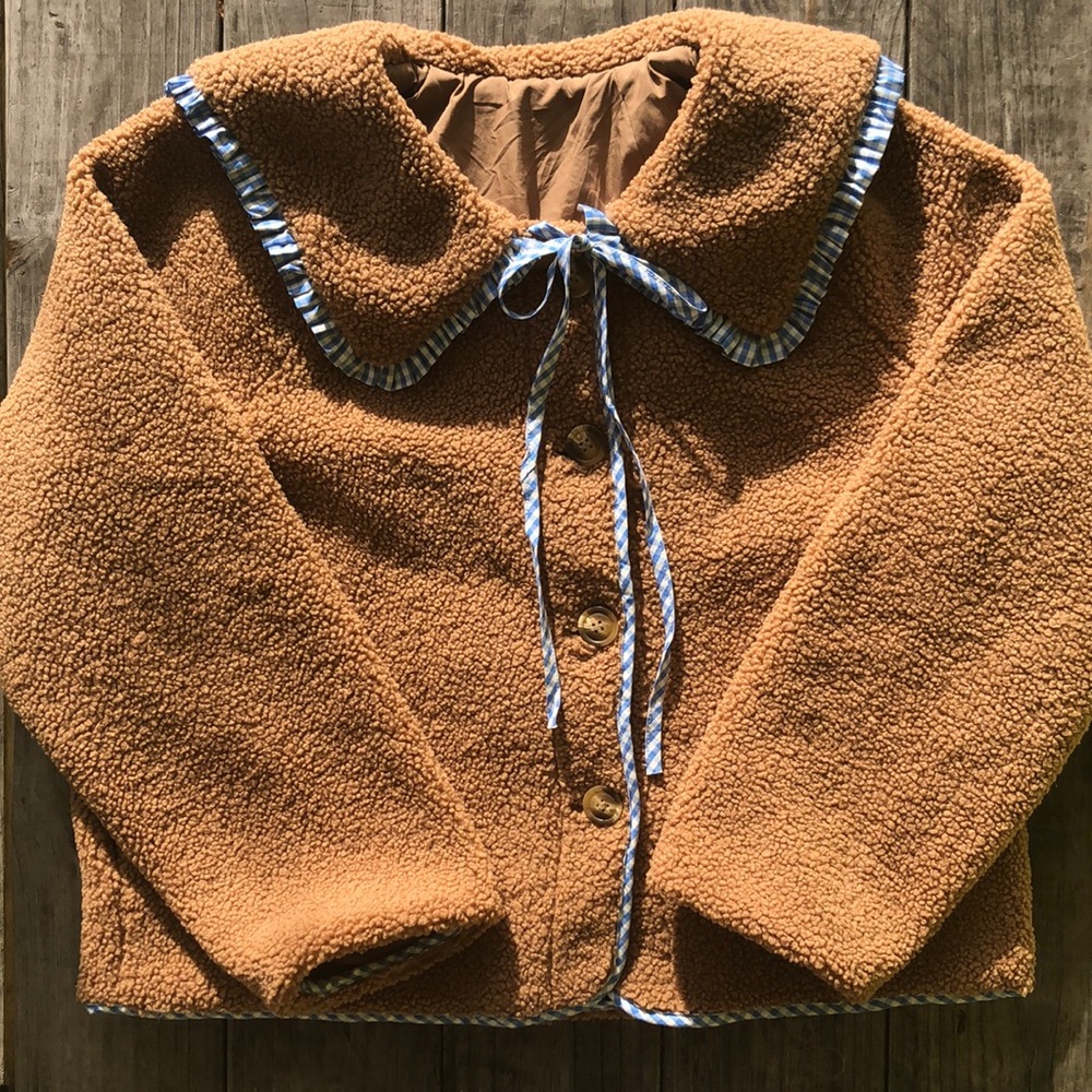 Peter Pan collar fleece coat